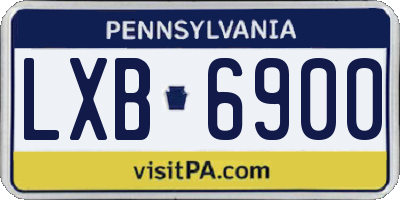 PA license plate LXB6900