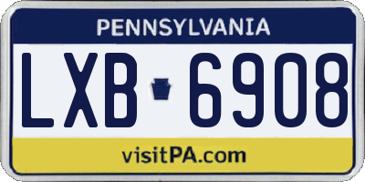 PA license plate LXB6908