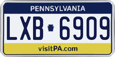 PA license plate LXB6909