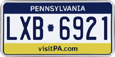 PA license plate LXB6921