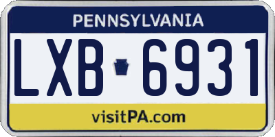 PA license plate LXB6931
