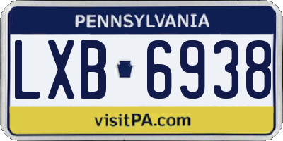 PA license plate LXB6938