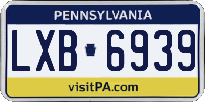 PA license plate LXB6939
