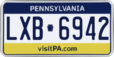 PA license plate LXB6942