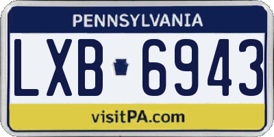 PA license plate LXB6943