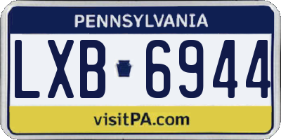 PA license plate LXB6944