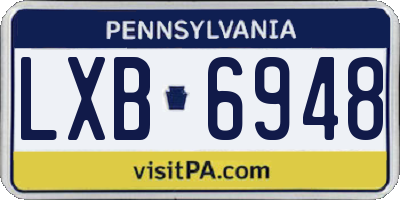 PA license plate LXB6948