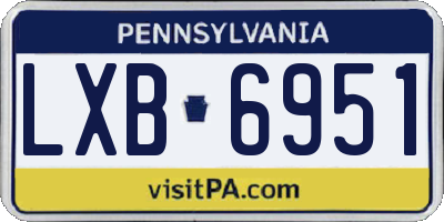 PA license plate LXB6951