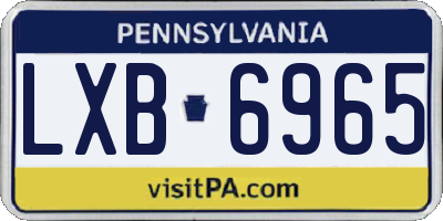 PA license plate LXB6965