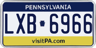 PA license plate LXB6966