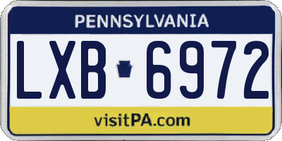 PA license plate LXB6972