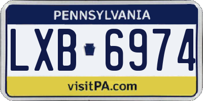 PA license plate LXB6974