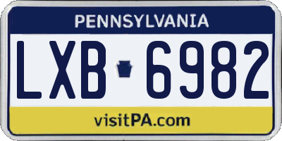 PA license plate LXB6982