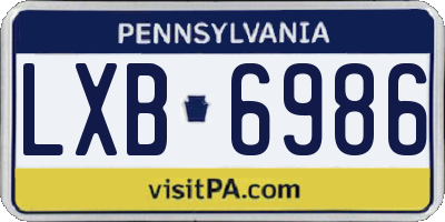 PA license plate LXB6986