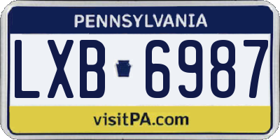 PA license plate LXB6987