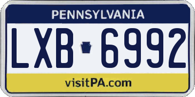 PA license plate LXB6992