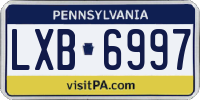 PA license plate LXB6997