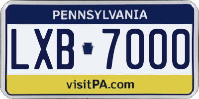 PA license plate LXB7000