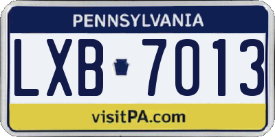 PA license plate LXB7013