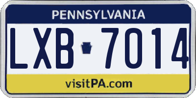 PA license plate LXB7014