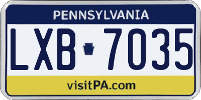 PA license plate LXB7035