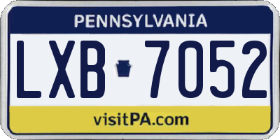 PA license plate LXB7052