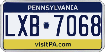 PA license plate LXB7068