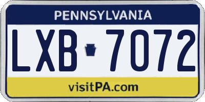 PA license plate LXB7072