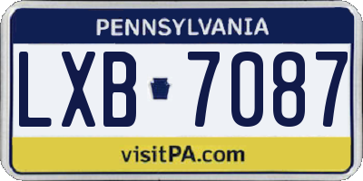 PA license plate LXB7087