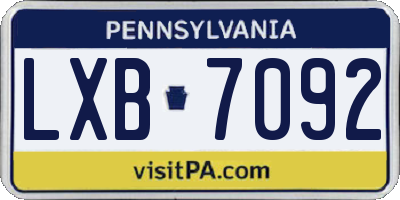 PA license plate LXB7092