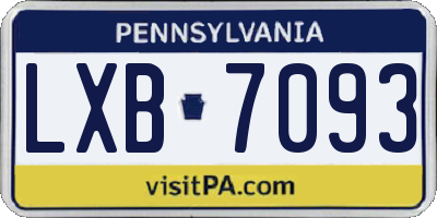 PA license plate LXB7093