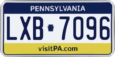 PA license plate LXB7096
