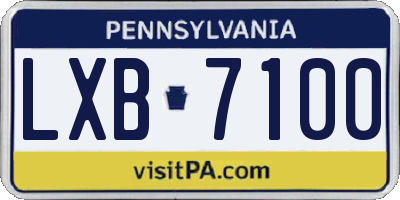 PA license plate LXB7100