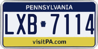 PA license plate LXB7114