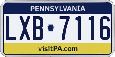 PA license plate LXB7116