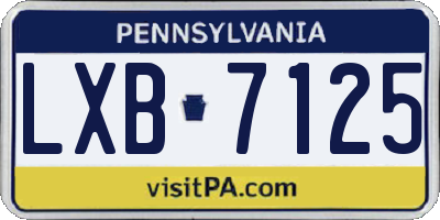 PA license plate LXB7125