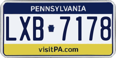 PA license plate LXB7178