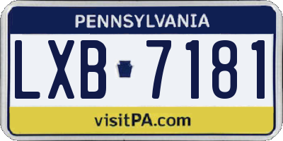 PA license plate LXB7181