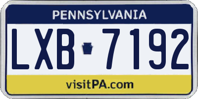 PA license plate LXB7192
