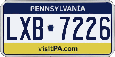 PA license plate LXB7226