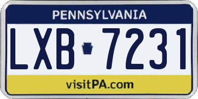 PA license plate LXB7231