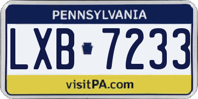 PA license plate LXB7233