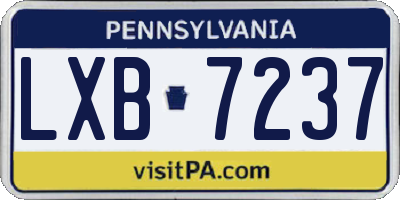 PA license plate LXB7237