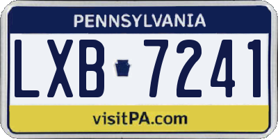 PA license plate LXB7241