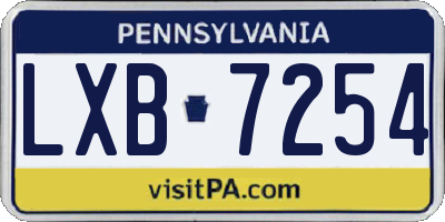 PA license plate LXB7254