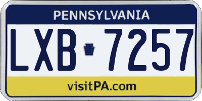 PA license plate LXB7257