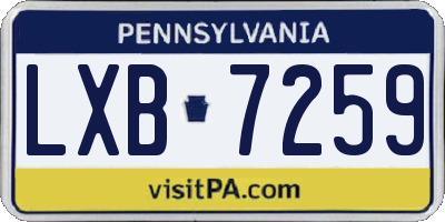 PA license plate LXB7259