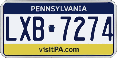 PA license plate LXB7274