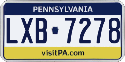 PA license plate LXB7278