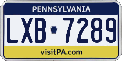 PA license plate LXB7289